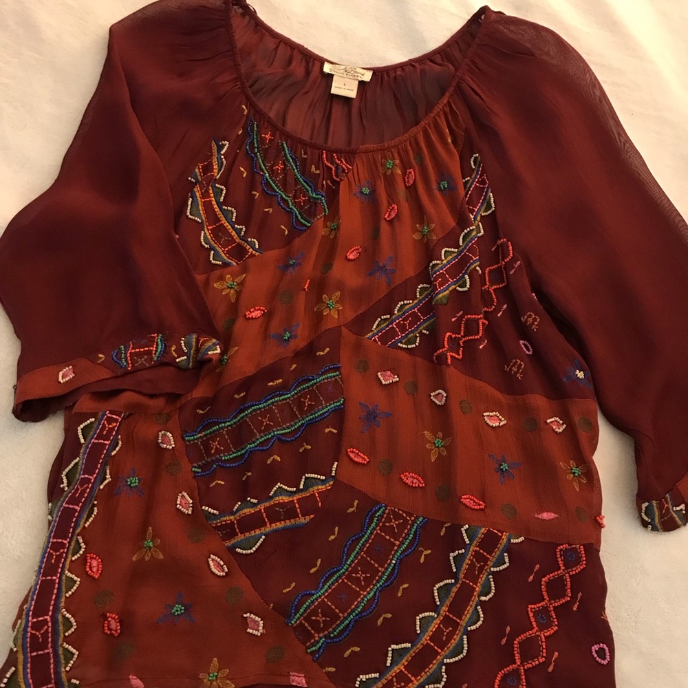 Lucky Brand beaded blouse